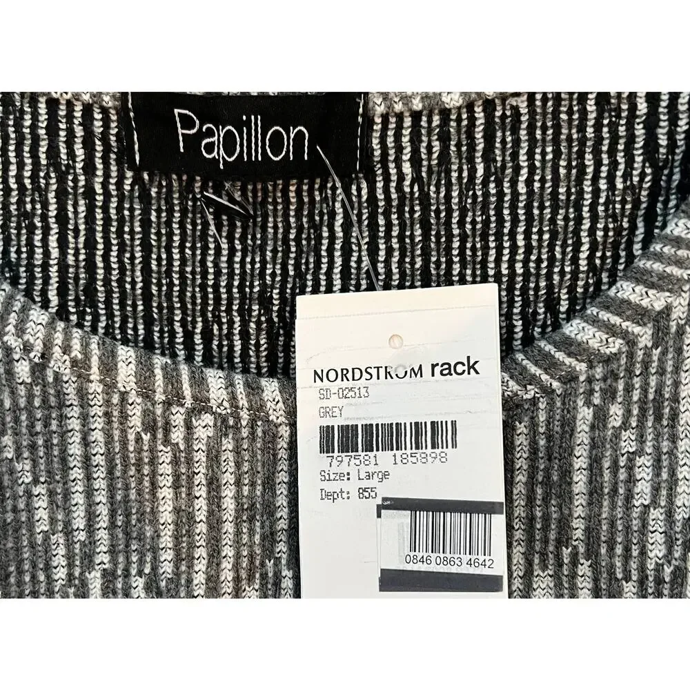 NEW Papillon Textured Liner Print Sweater Dress Grey Size Large - Picture 12 of 16
